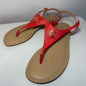 Lauren Ralph Lauren Red and Tan Women's Sandals Size 6